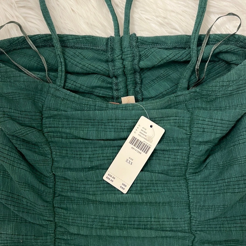 NWT Anthropologie Pilcro Ruched Ribbed Halter Top - Green - size XXS - Picture 9 of 14